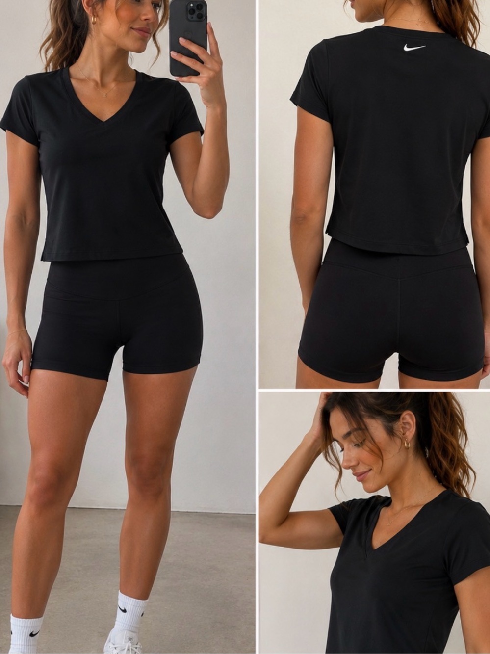 Nike Women’s Black V-Neck Short Sleeve Tee